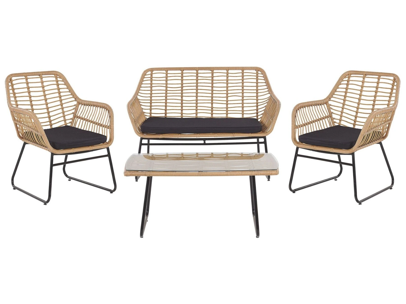 rattan garden set - Black And Wood Color